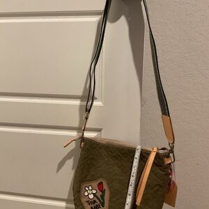 Consuela Olive Crossbody Bag with Floral Patch